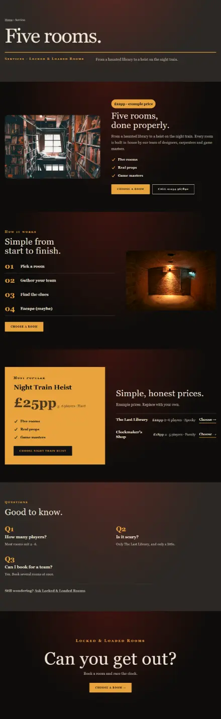Screenshot of Escape · Service detail