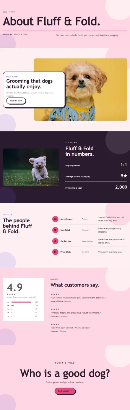 Screenshot of Grooming · About