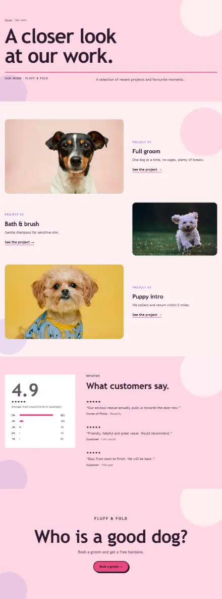 Screenshot of Grooming · Portfolio