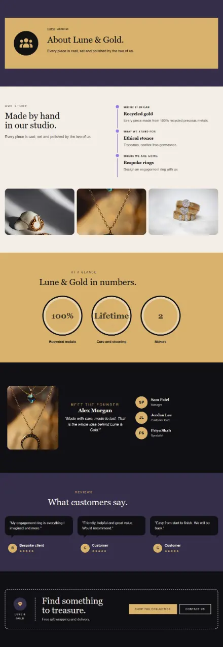Screenshot of Jewellery · About