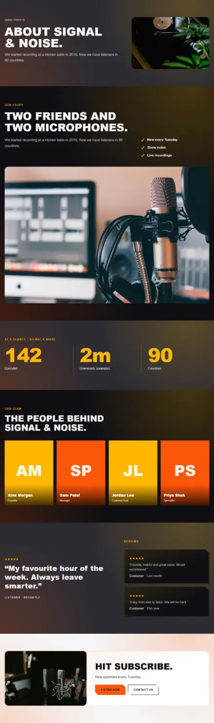 Screenshot of Podcast · About