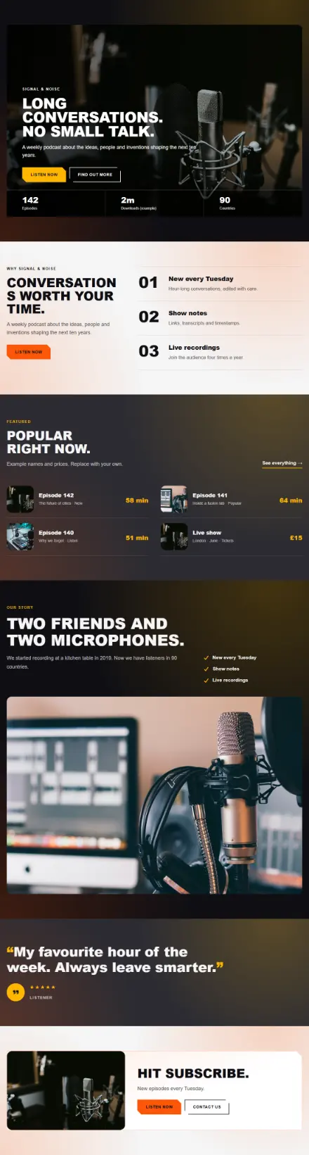 Screenshot of Podcast · Home page