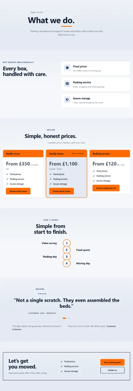 Screenshot of Removals · Services