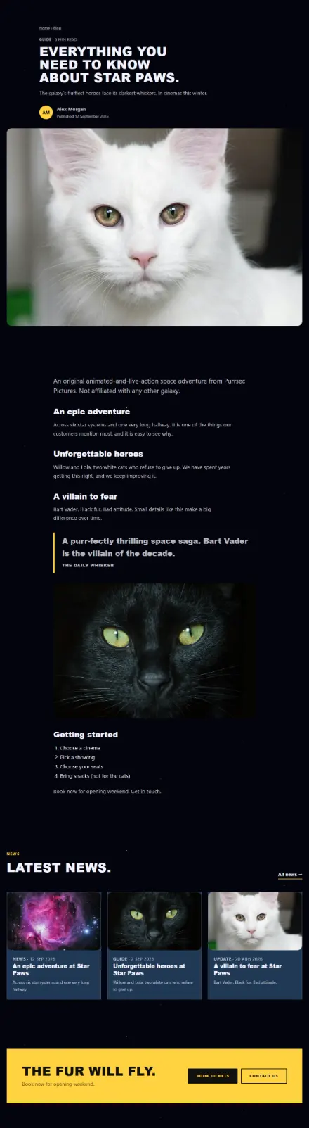 Screenshot of Starpaws · Article