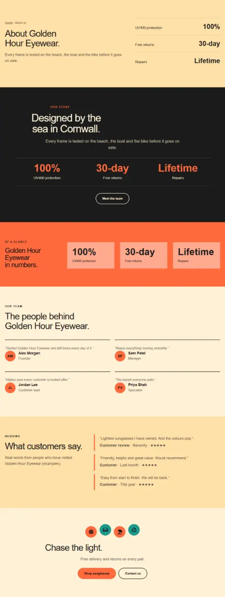 Screenshot of Sunglasses · About