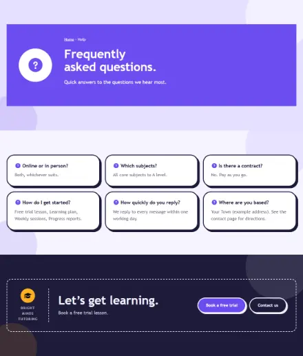 Screenshot of Tutoring · Questions & answers