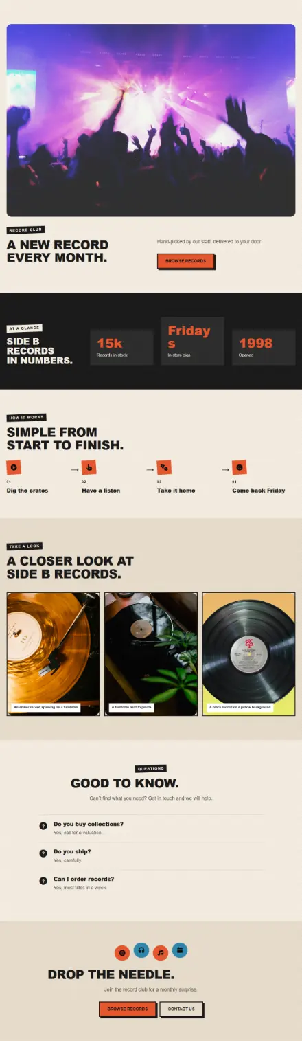 Screenshot of Vinyl · Feature page