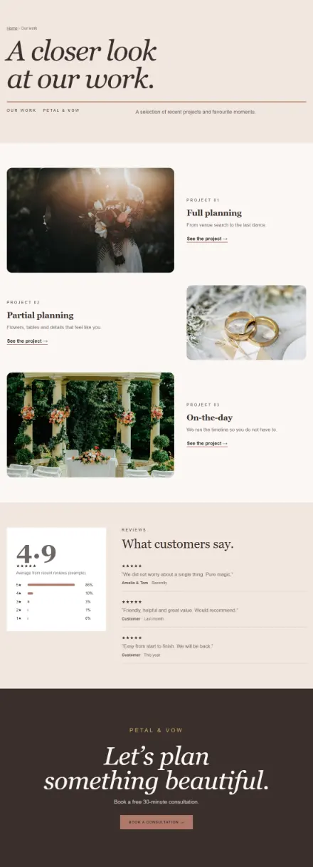 Screenshot of Wedding · Portfolio