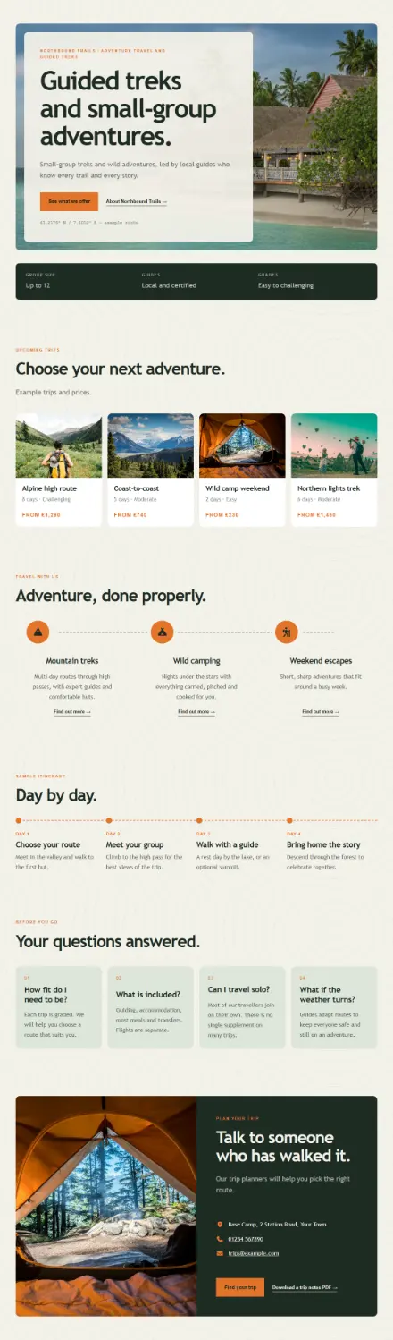 Screenshot of Expedition · Services
