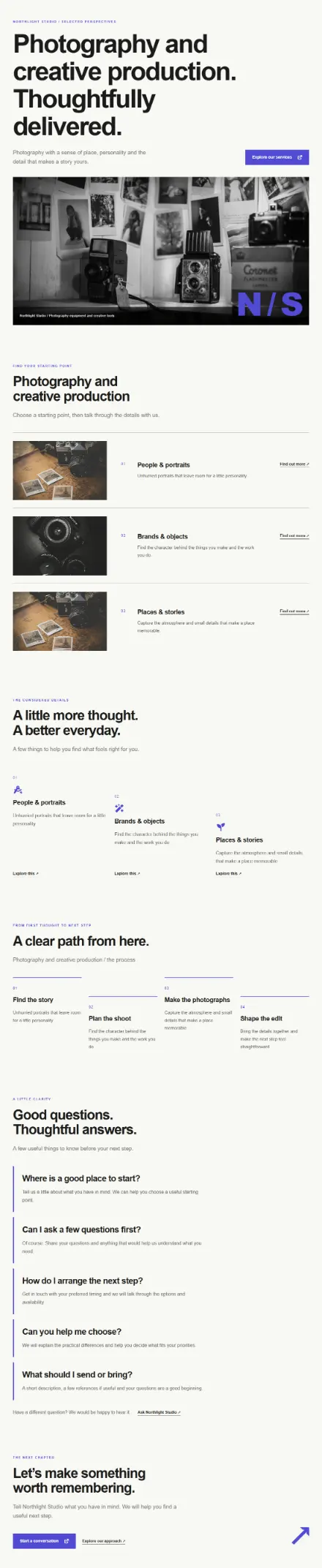 Screenshot of Studio · Services
