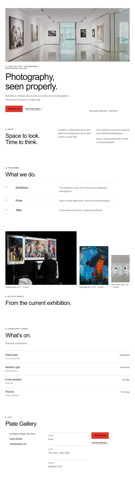 Screenshot of Gallery · Home page