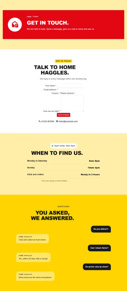 Screenshot of Bargain · Contact