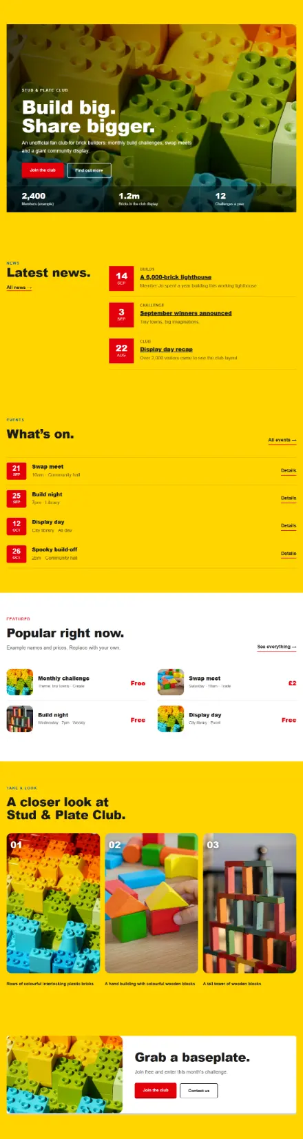 Screenshot of Bricks · Home page