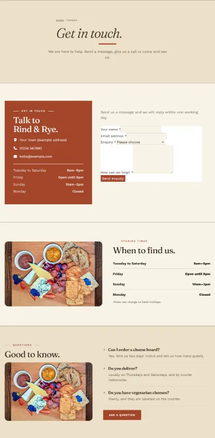 Screenshot of Cheeseshop · Contact