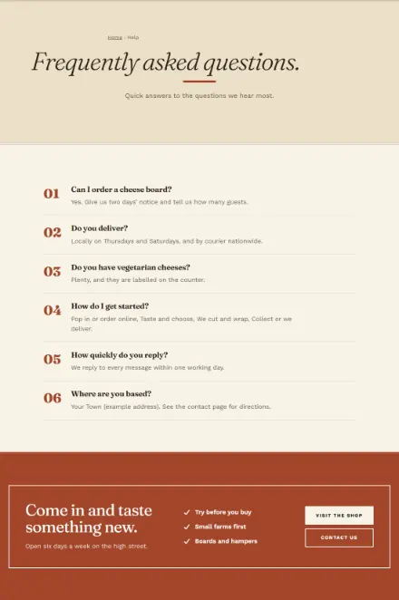 Screenshot of Cheeseshop · Questions & answers