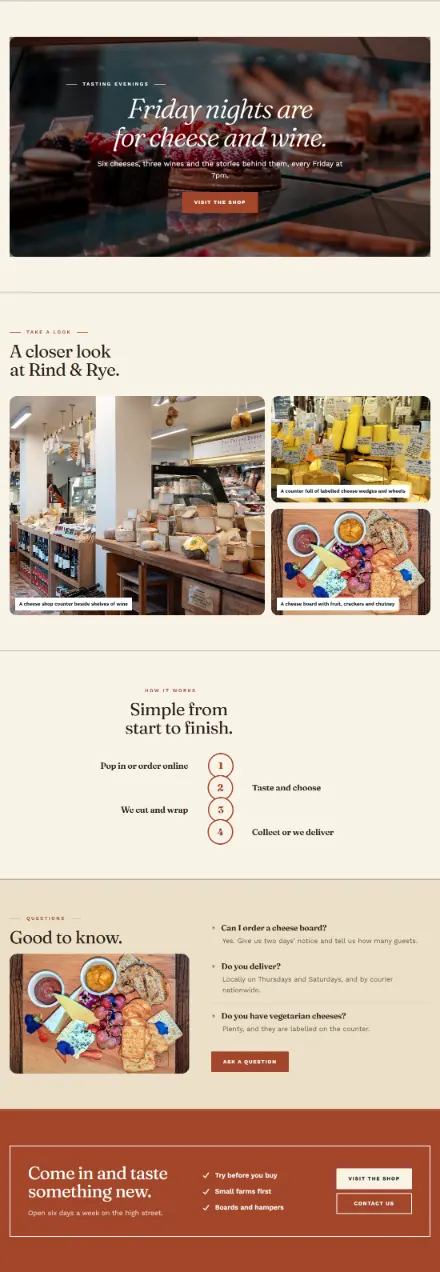 Screenshot of Cheeseshop · Feature page