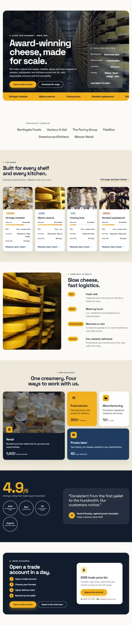 Screenshot of Creamery · Home page