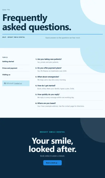 Screenshot of Dentist · Questions & answers