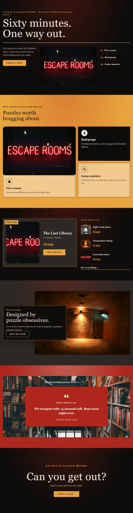Screenshot of Escape · Home page