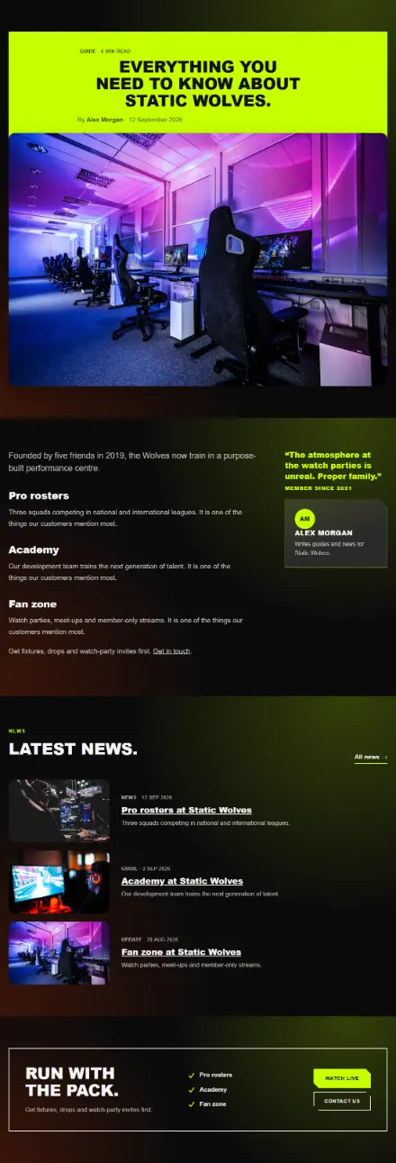 Screenshot of Esports · Article