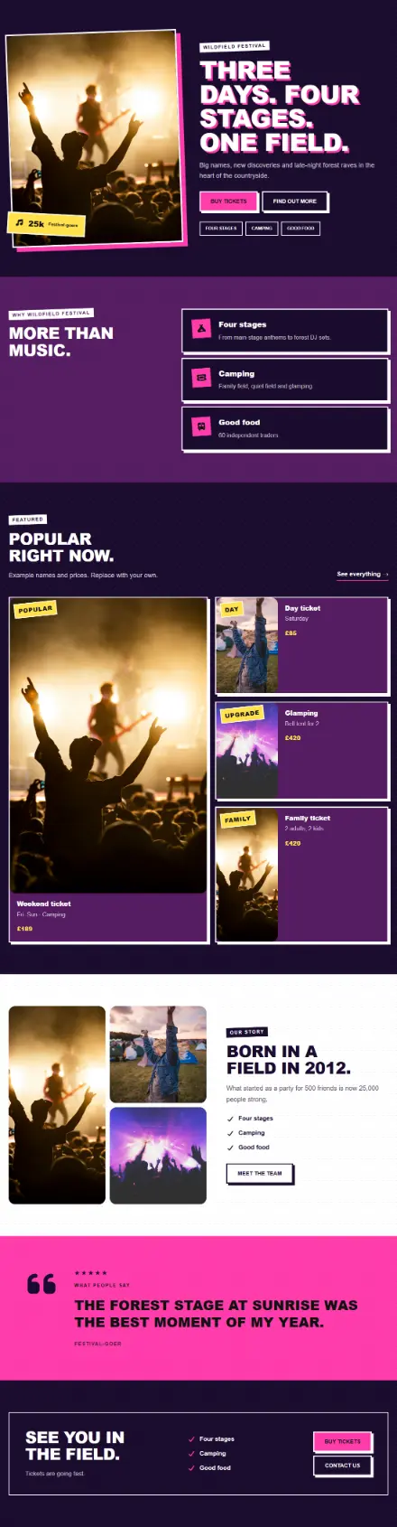 Screenshot of Festival · Home page