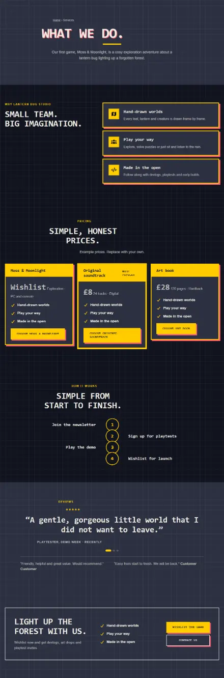 Screenshot of Gamestudio · Services