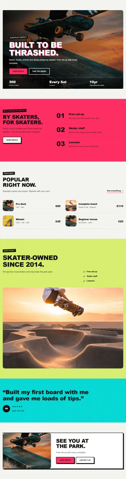 Screenshot of Skate · Home page