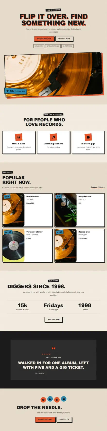 Screenshot of Vinyl · Home page