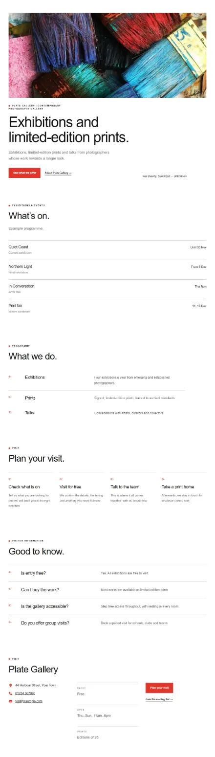 Screenshot of Gallery · Services