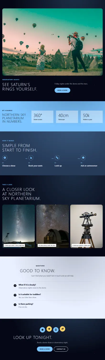 Screenshot of Astronomy · Feature page