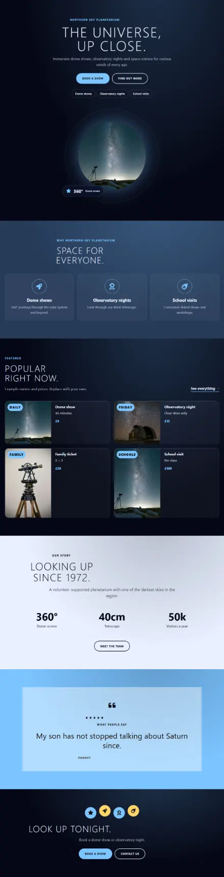 Screenshot of Astronomy · Home page