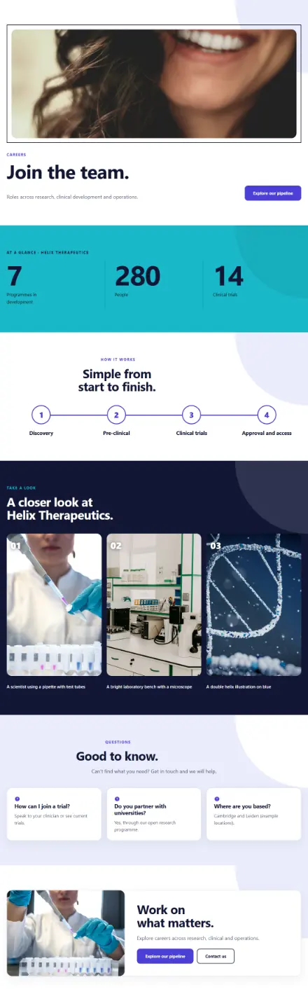 Screenshot of Biotech · Feature page