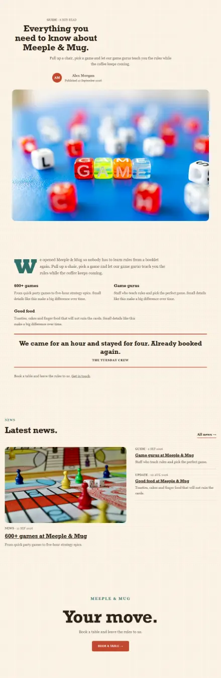 Screenshot of Boardgames · Article