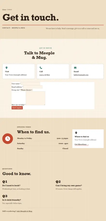 Screenshot of Boardgames · Contact