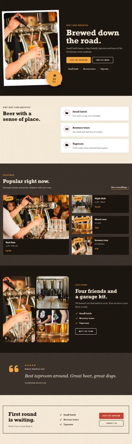 Screenshot of Brewery · Home page