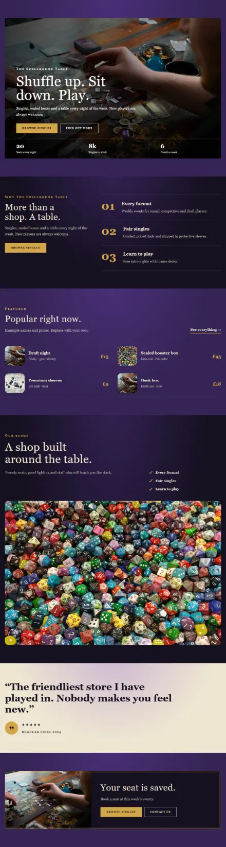 Screenshot of Cardgame · Home page