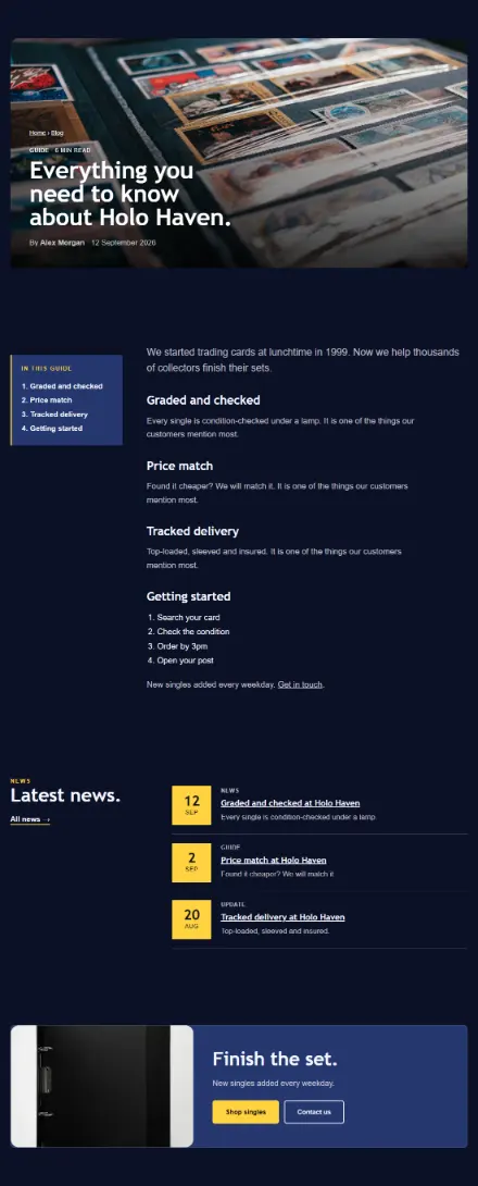 Screenshot of Cardshop · Article