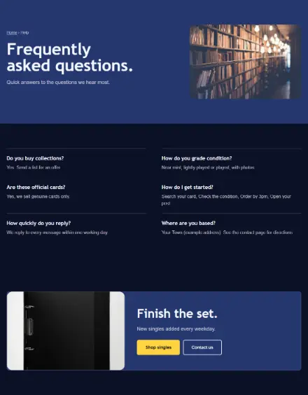 Screenshot of Cardshop · Questions & answers