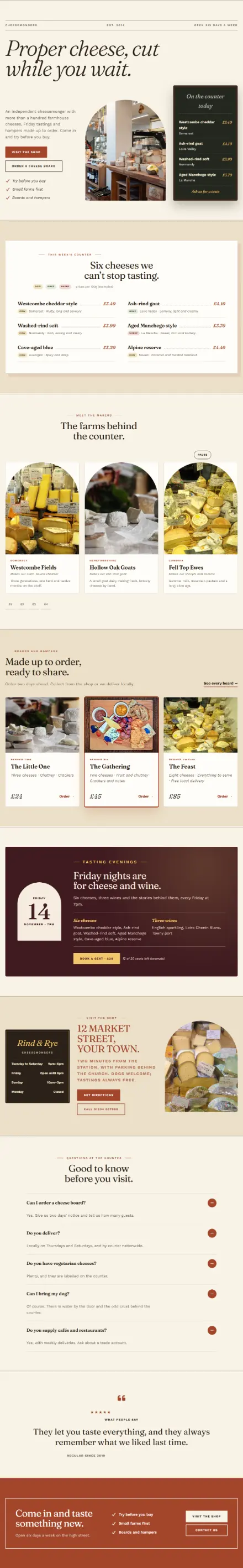 Screenshot of Cheeseshop · Home page