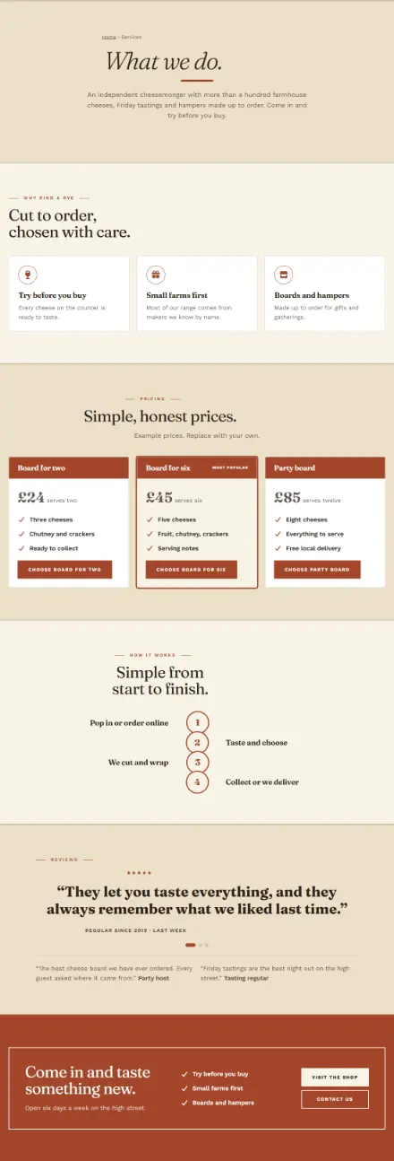 Screenshot of Cheeseshop · Services