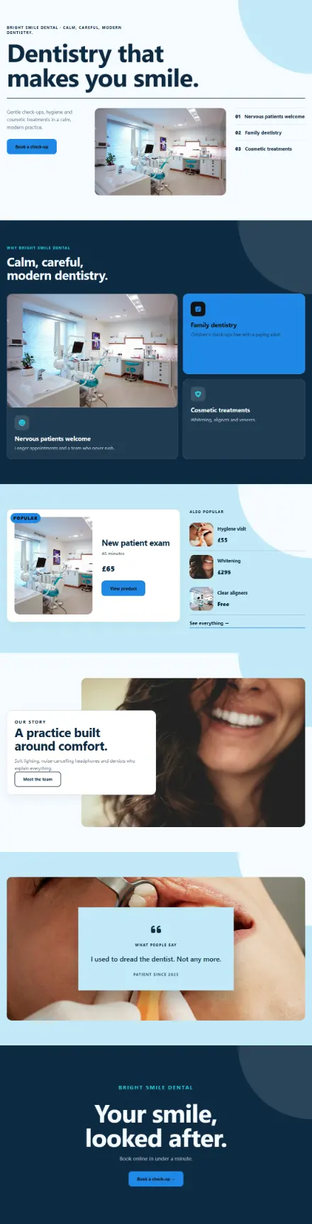 Screenshot of Dentist · Home page