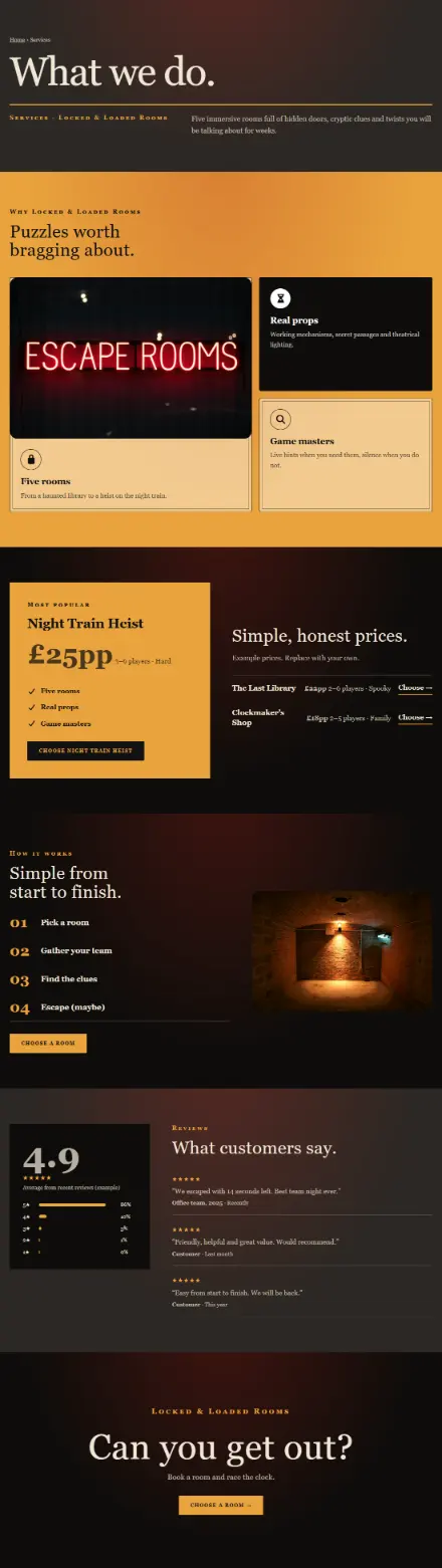 Screenshot of Escape · Services