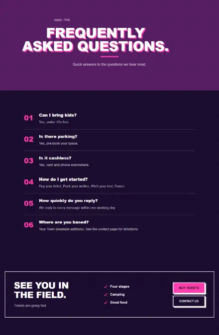 Screenshot of Festival · Questions & answers