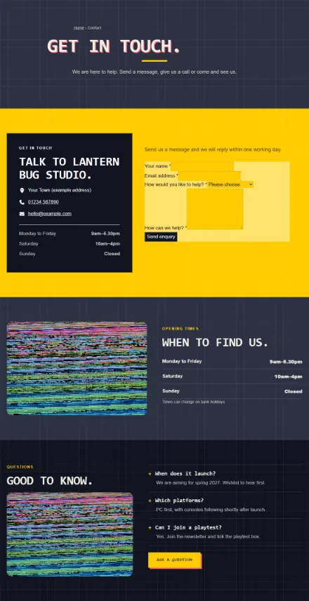 Screenshot of Gamestudio · Contact