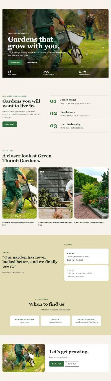 Screenshot of Gardener · Home page