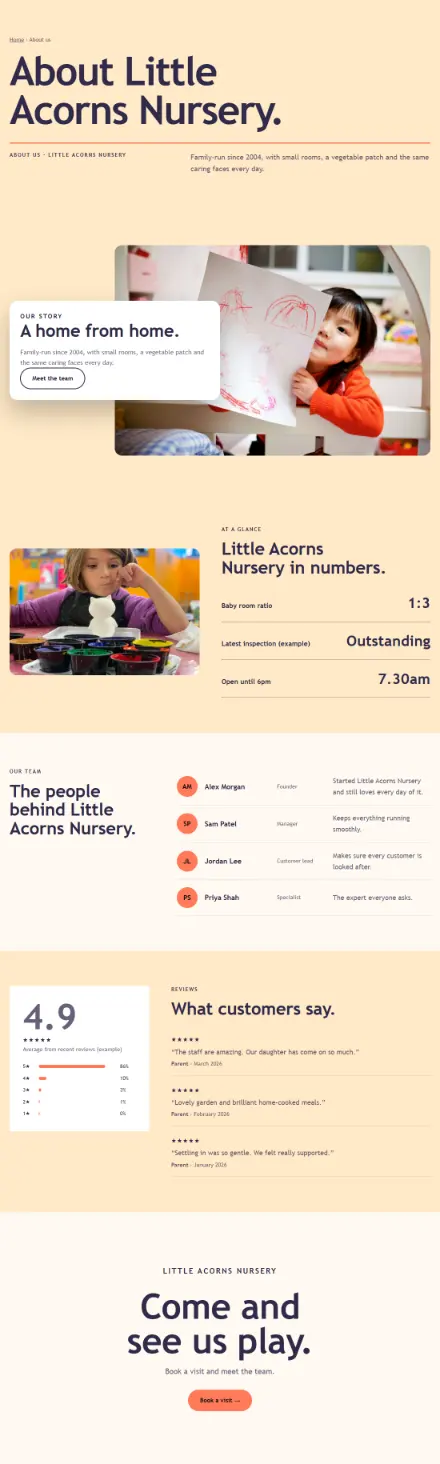 Screenshot of Nursery · About