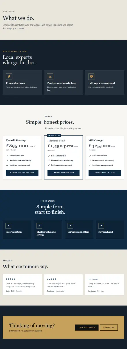 Screenshot of Property · Services