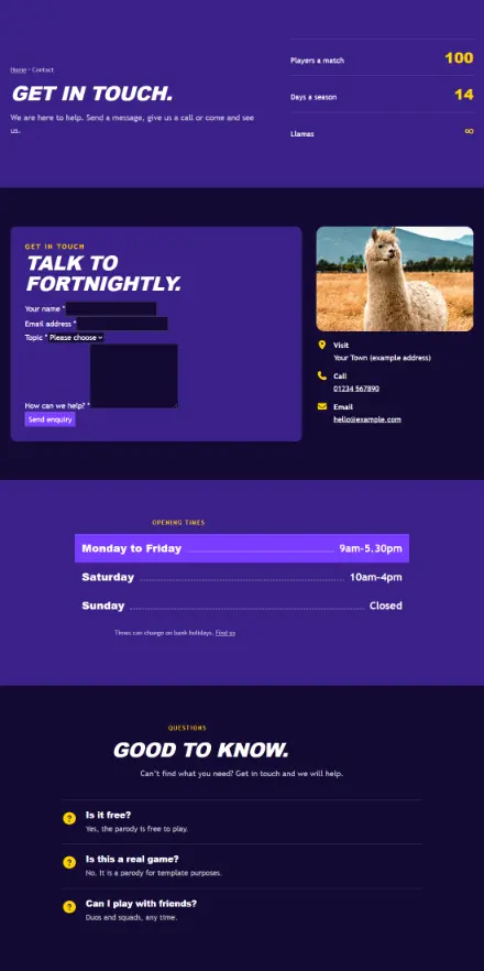 Screenshot of Royale · Contact