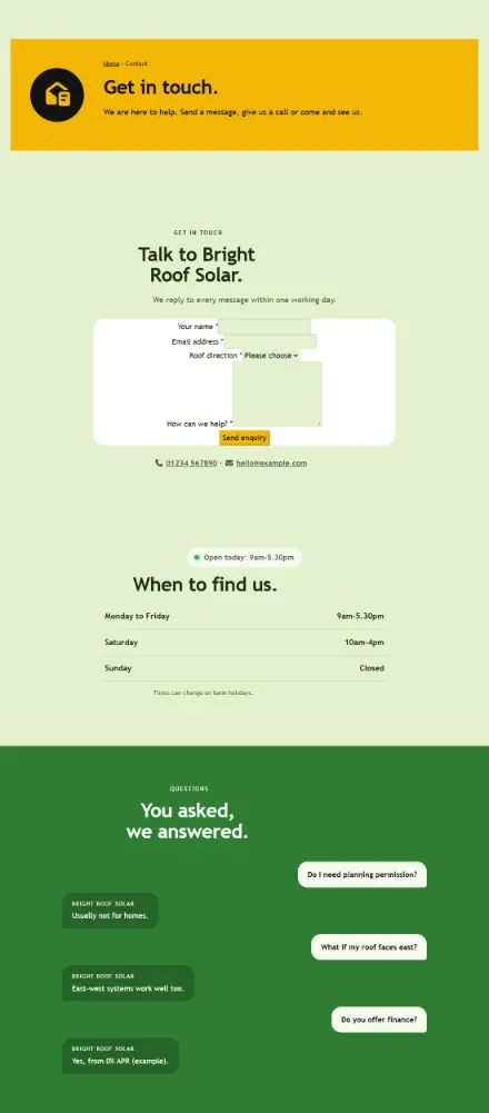 Screenshot of Solar · Contact