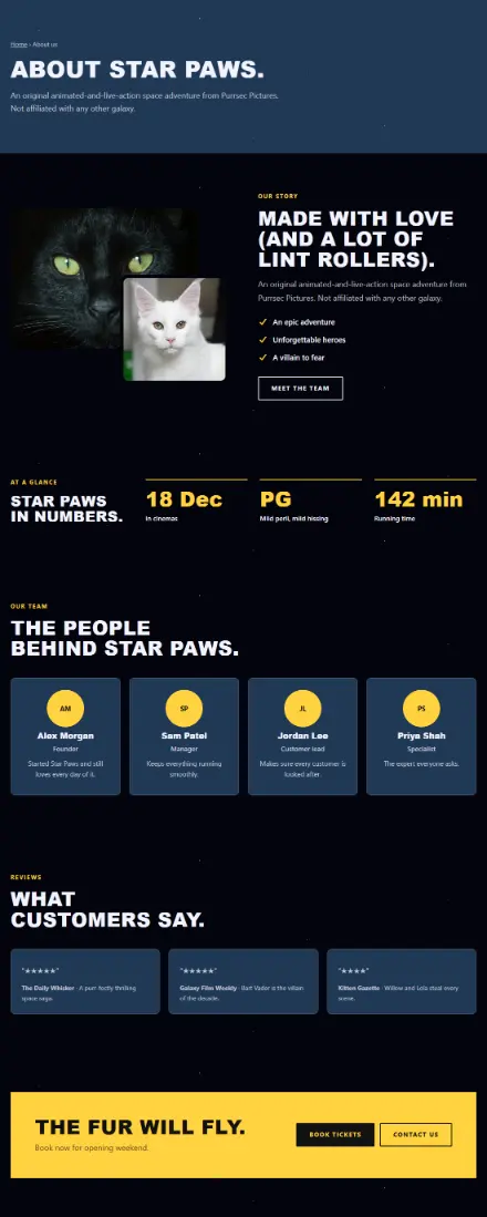Screenshot of Starpaws · About
